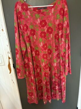 GUDRUN SJODEN Rose-Pink Floral Tee Dress! XXL